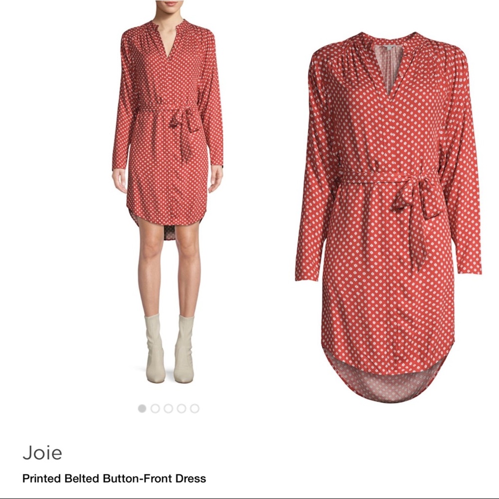 Joie Red Belted Dress in Desert Spice